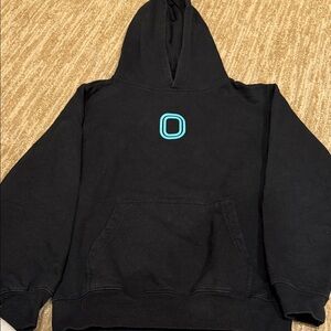 Overtime Black Hoodie with Blue Logo on front and bball on back.
